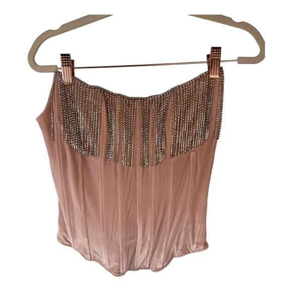 LPA Maddalena Corset Top Crystal Embellished Fringe Western Cowboy Vegas Sz S - Picture 5 of 11